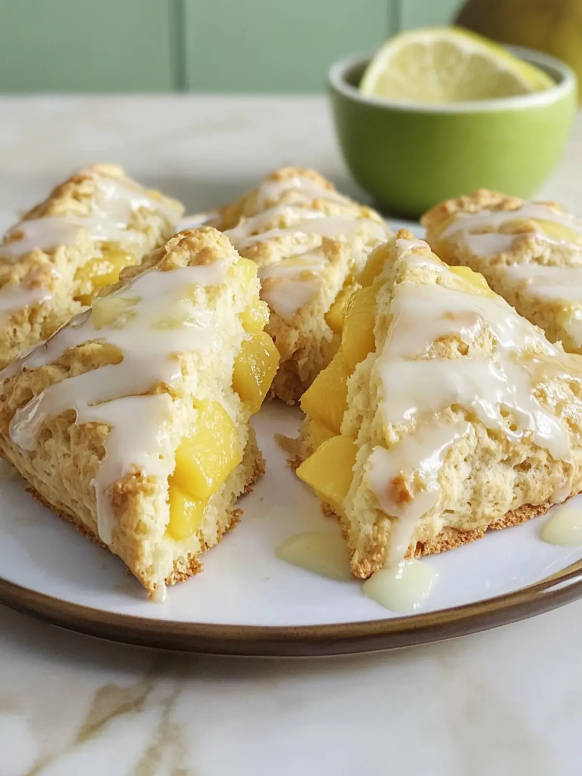 Coconut Mango Scones with Lime Glaze