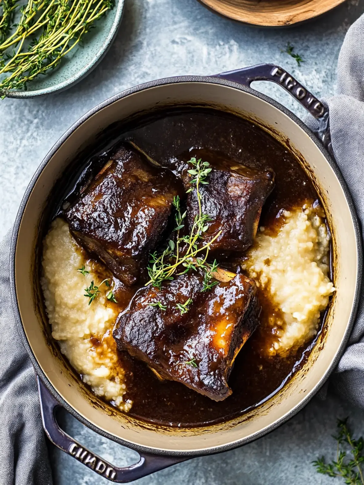 Red Wine Braised Short Ribs in Dutch Oven