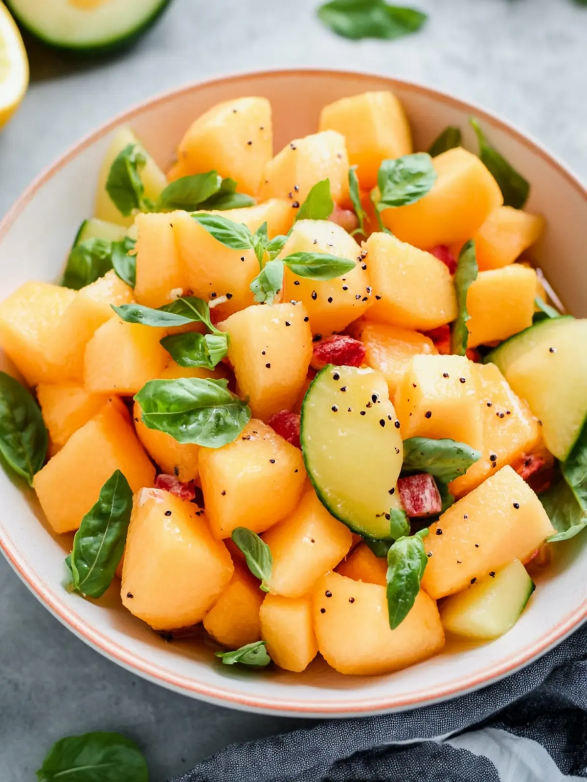 Refreshing Cantaloupe Salad with Honey Lemon Dressing