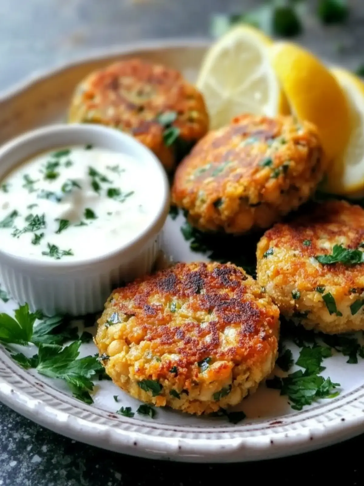Ultimate Mediterranean Lemon Chickpea Patties with Yogurt Sauce