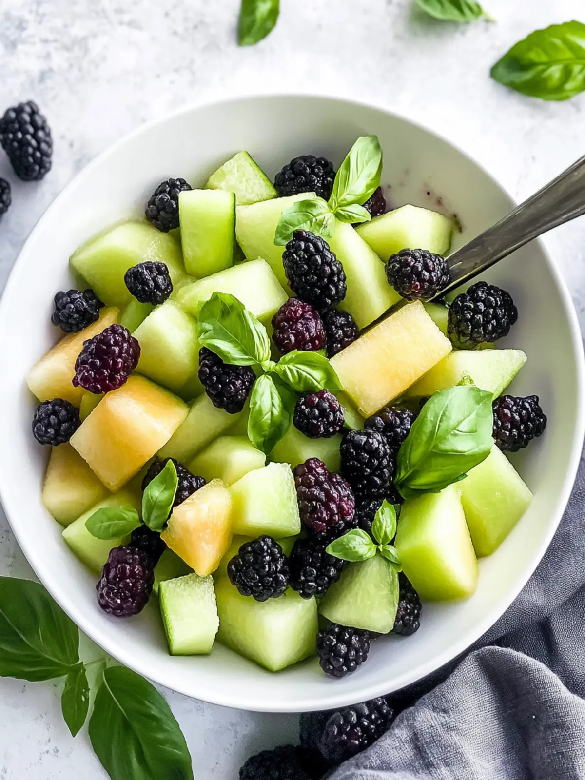 Blackberry Honeydew Salad with Basil