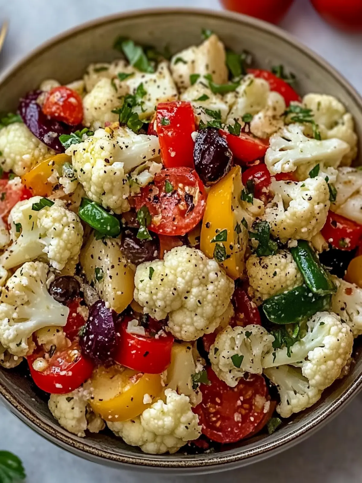 Mediterranean Marinated Cauliflower Salad Side