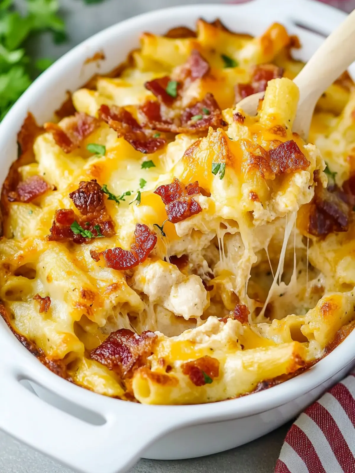 Bacon Ranch and Cheese Chicken Baked Ziti