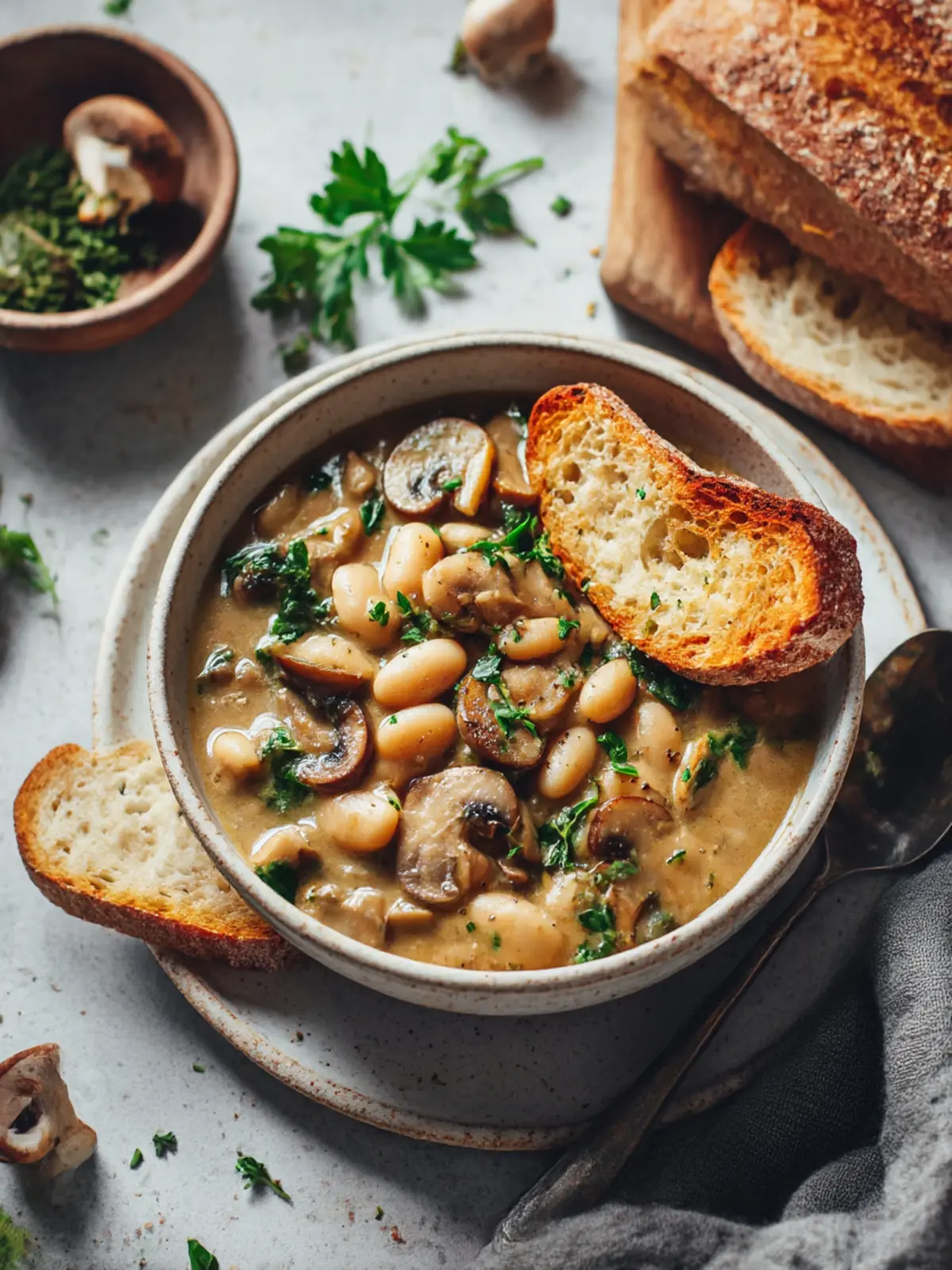 Cozy White Bean Mushroom Stew (Vegan)