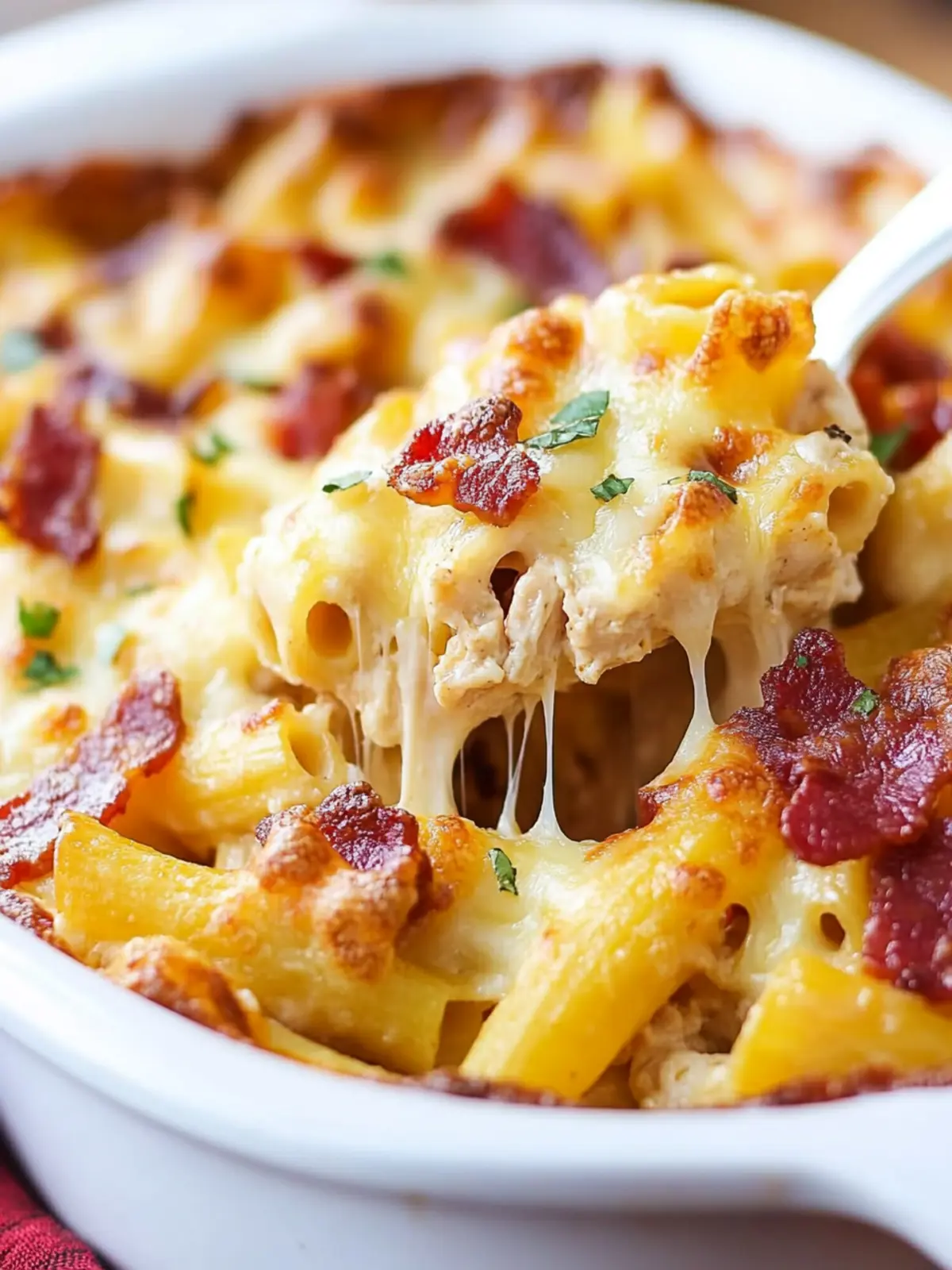 Bacon Ranch and Cheese Chicken Baked Ziti