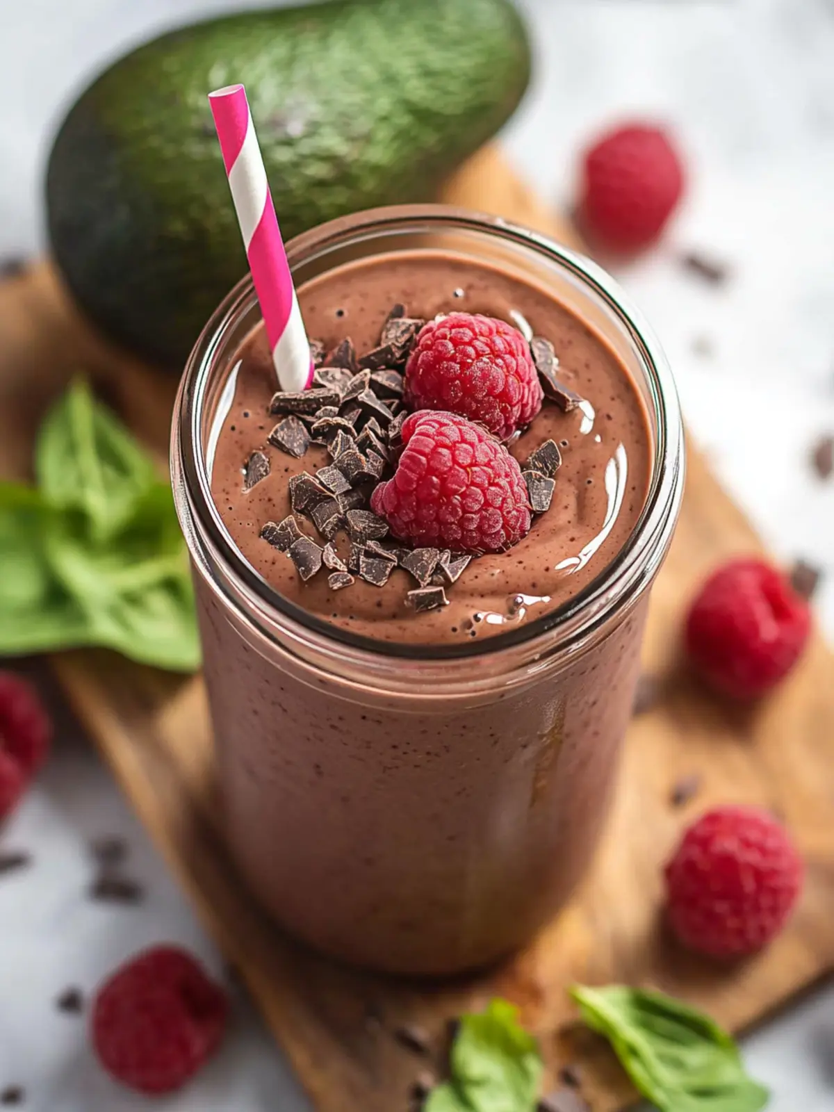 Chocolate Raspberry Smoothie with Avocado