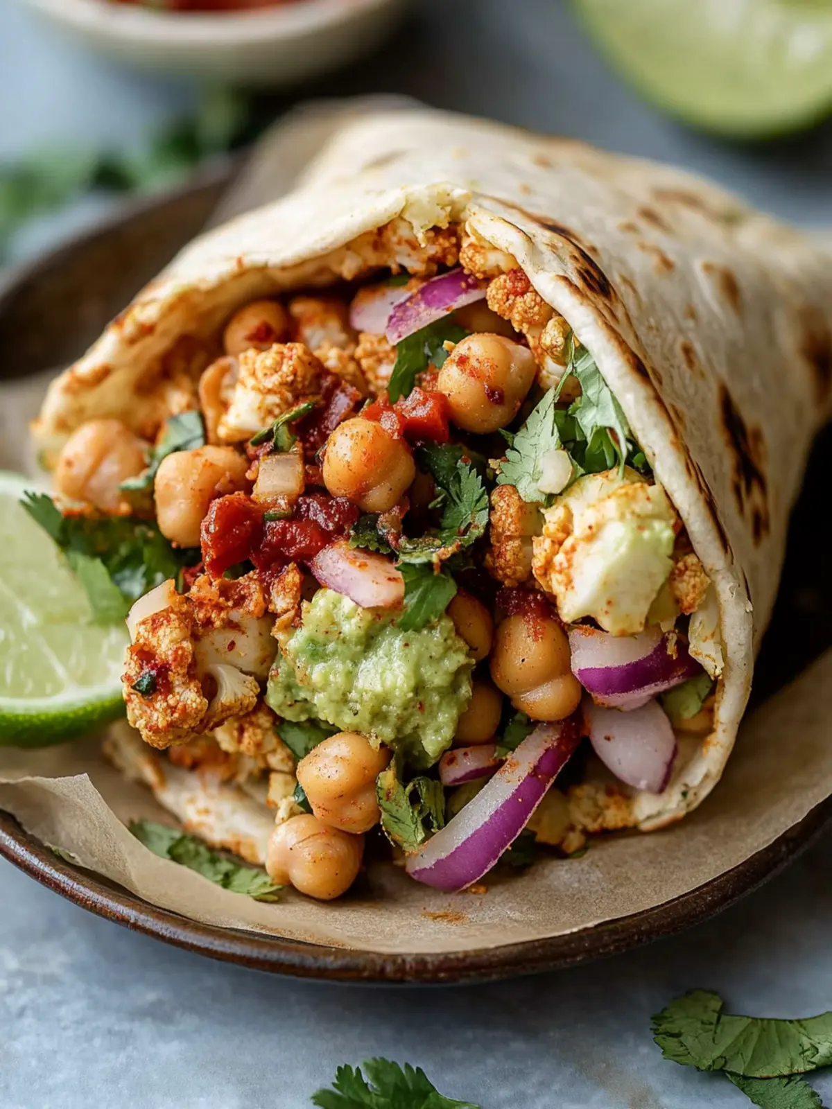 Chili Lime Chickpea Cauliflower Wrap