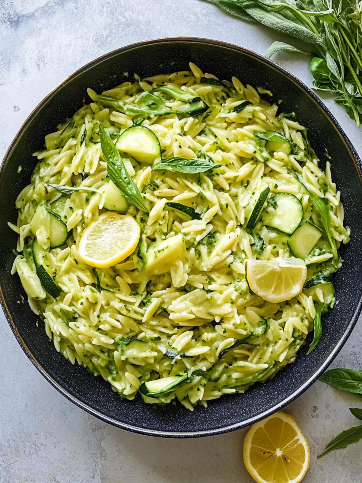 Lemon Orzo With Zucchini
