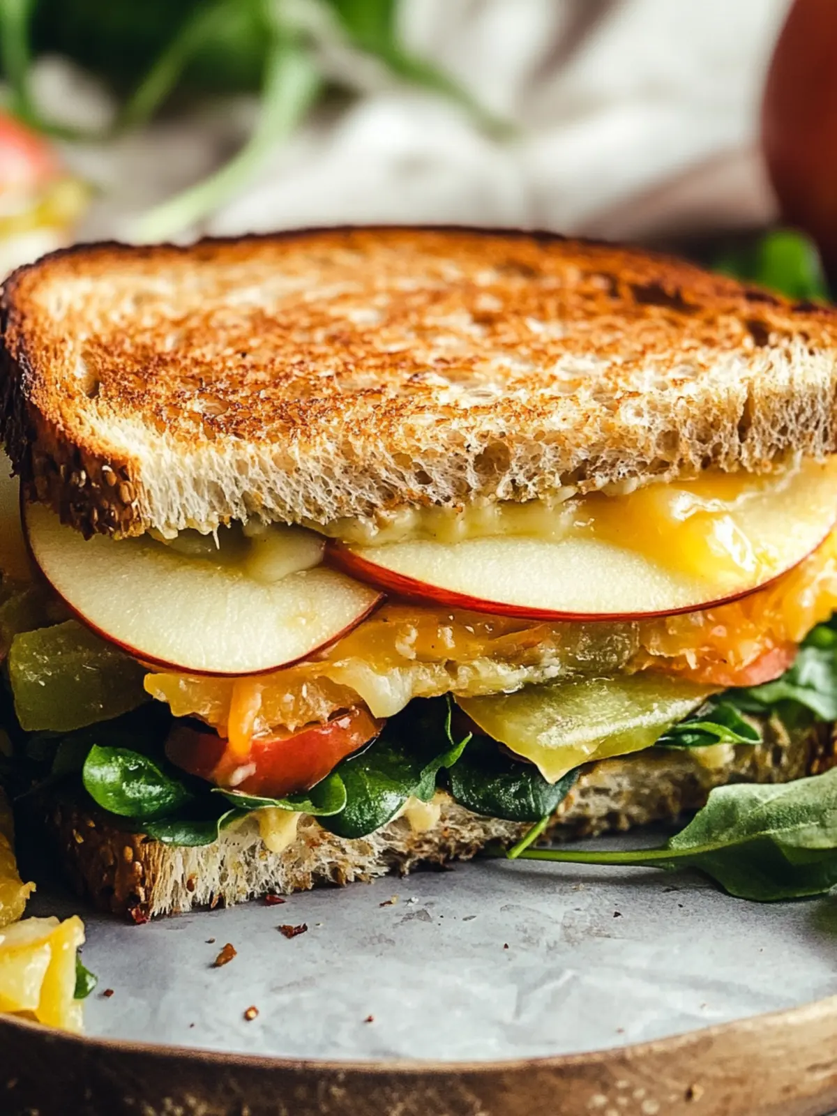 Ultimate Spicy Cheddar & Apple Fall Veggie Sandwich