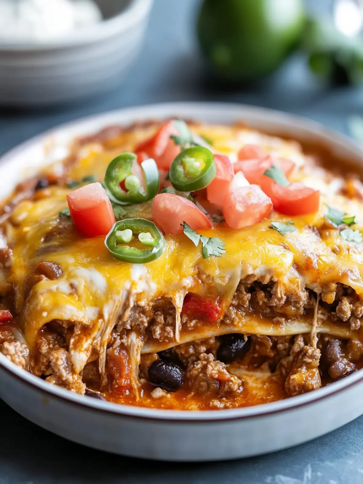 Dutch Oven Beef Enchilada Casserole