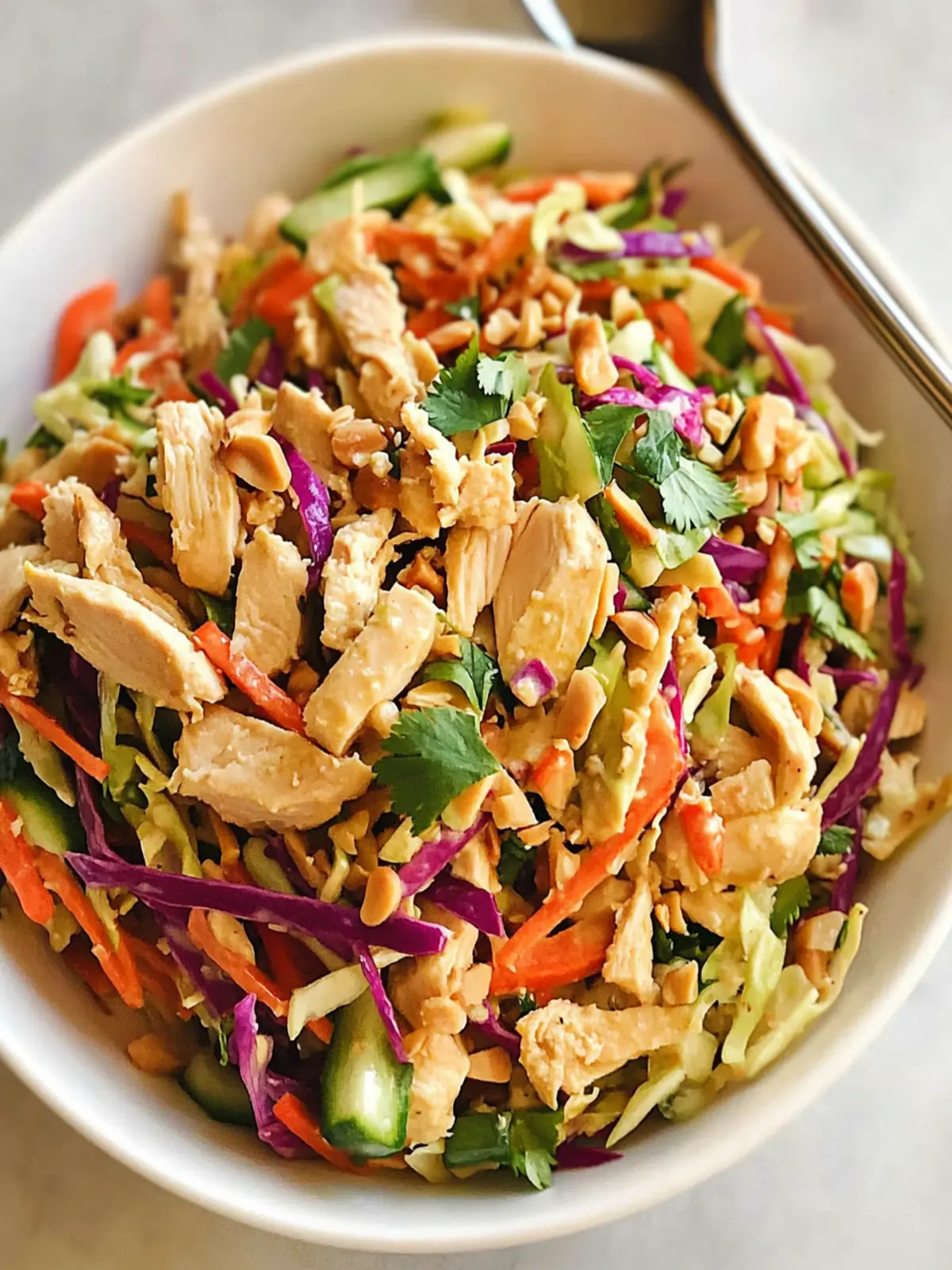 Thai Peanut Chicken Crunch Slaw Salad