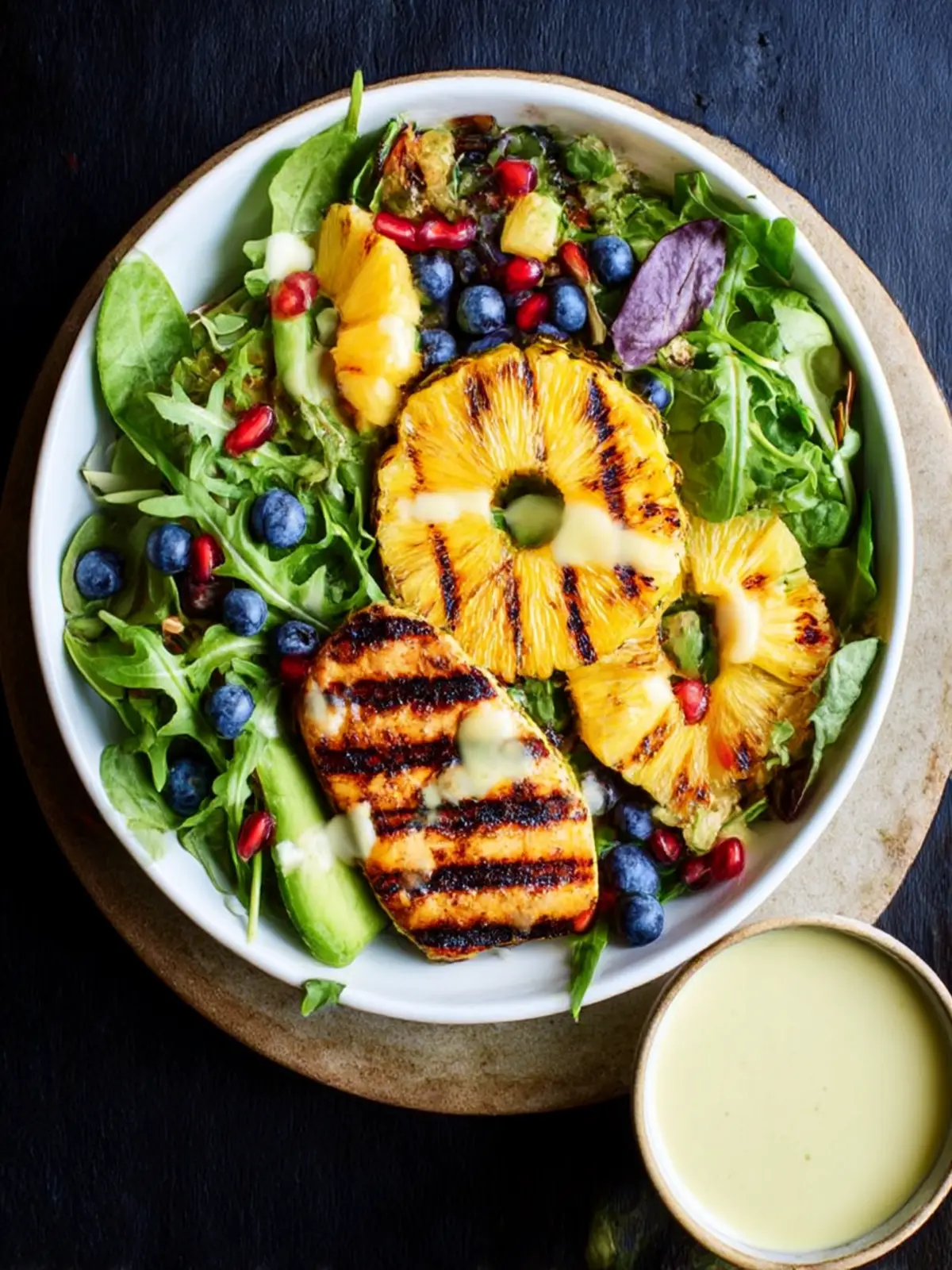 Grilled Pineapple Salad + Creamy Citrus Dressing