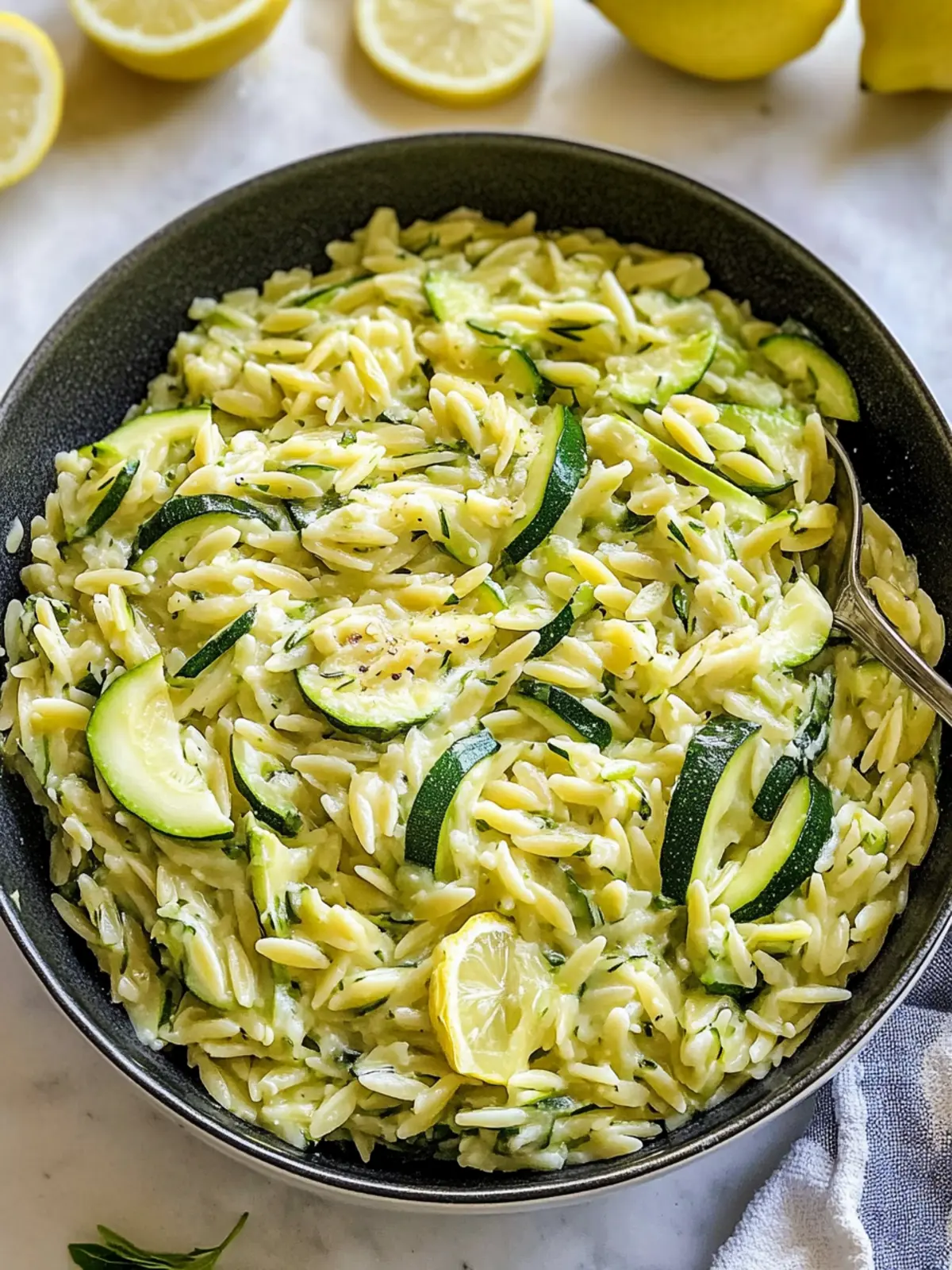 Lemon Orzo With Zucchini