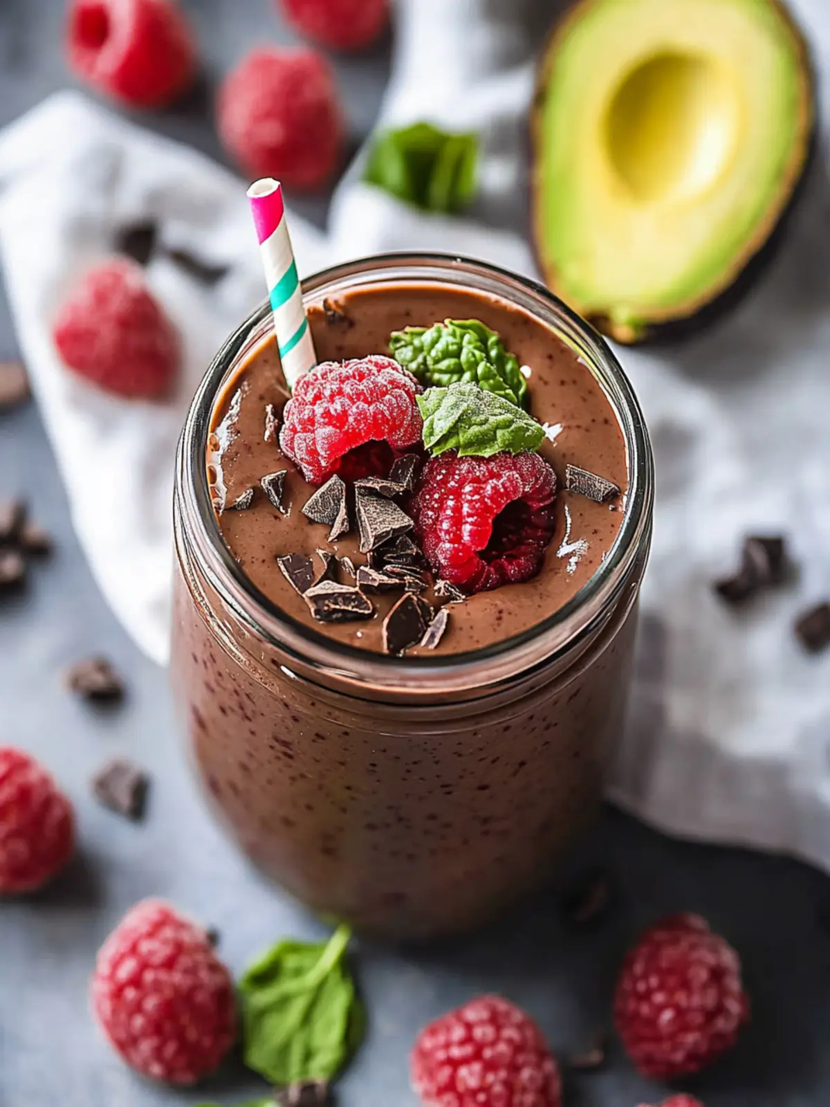 Chocolate Raspberry Smoothie with Avocado