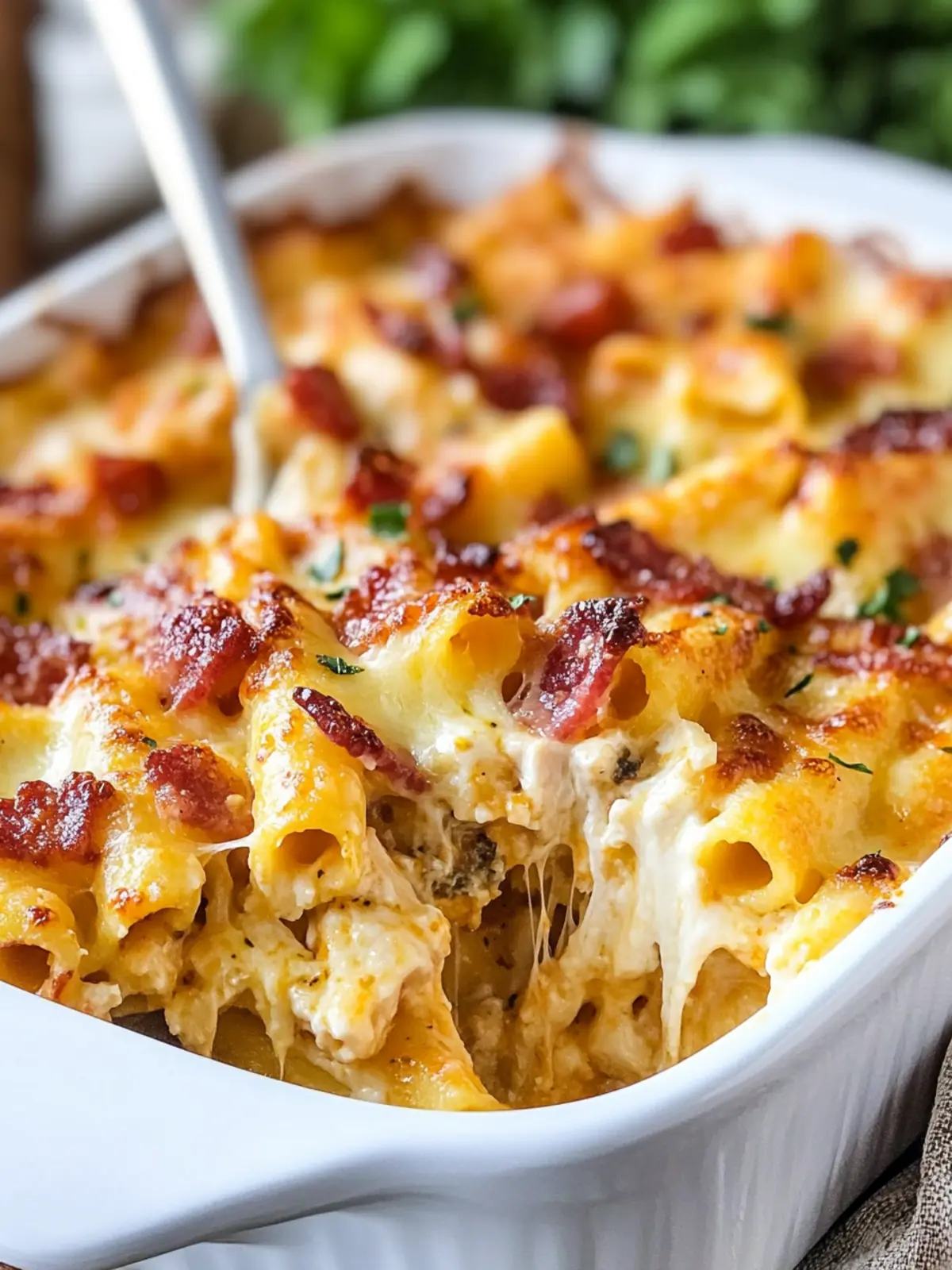 Bacon Ranch and Cheese Chicken Baked Ziti