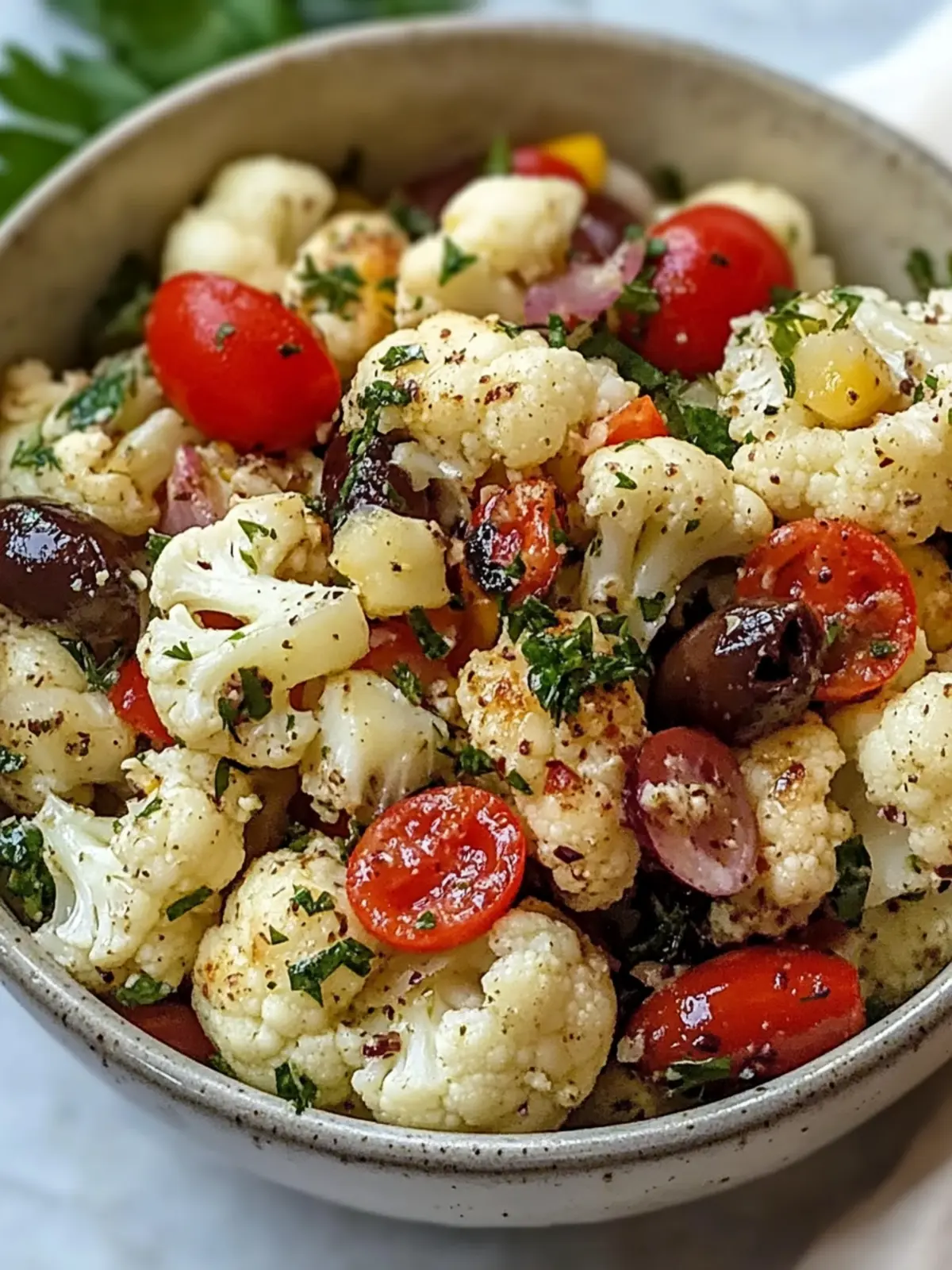 Mediterranean Marinated Cauliflower Salad Side