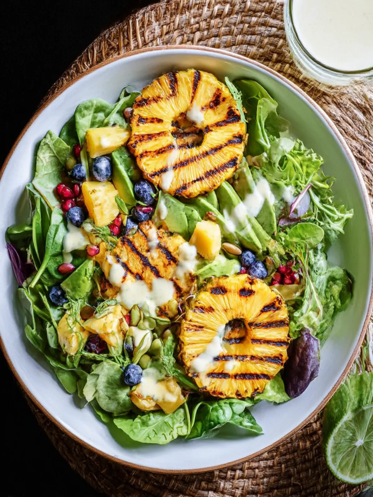 Grilled Pineapple Salad + Creamy Citrus Dressing