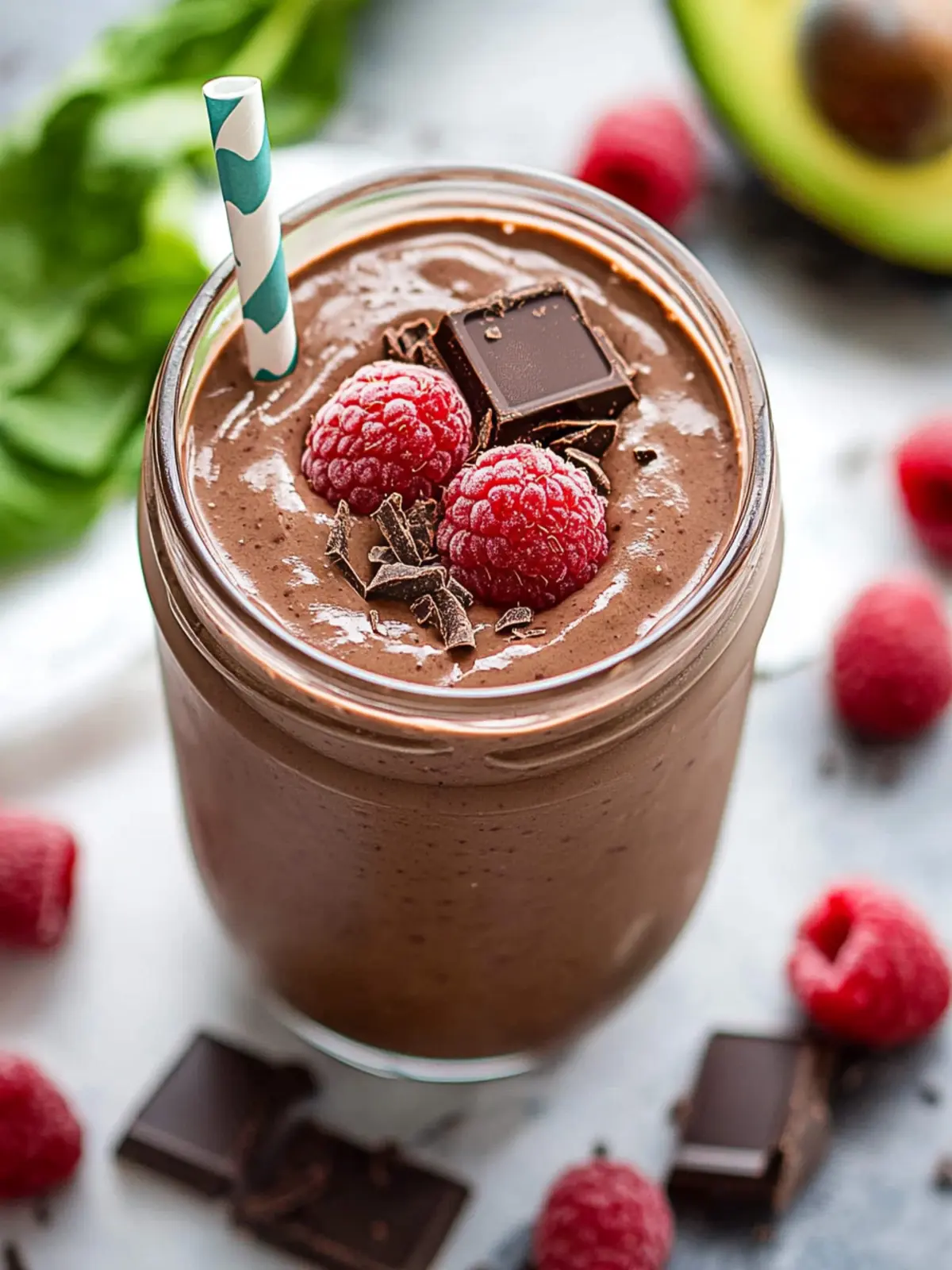 Chocolate Raspberry Smoothie with Avocado