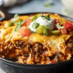 Dutch Oven Beef Enchilada Casserole