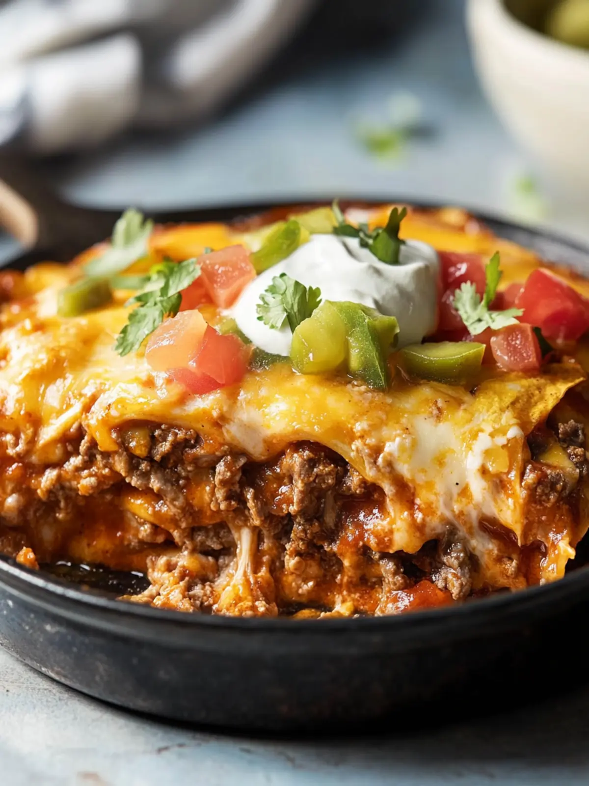 Dutch Oven Beef Enchilada Casserole
