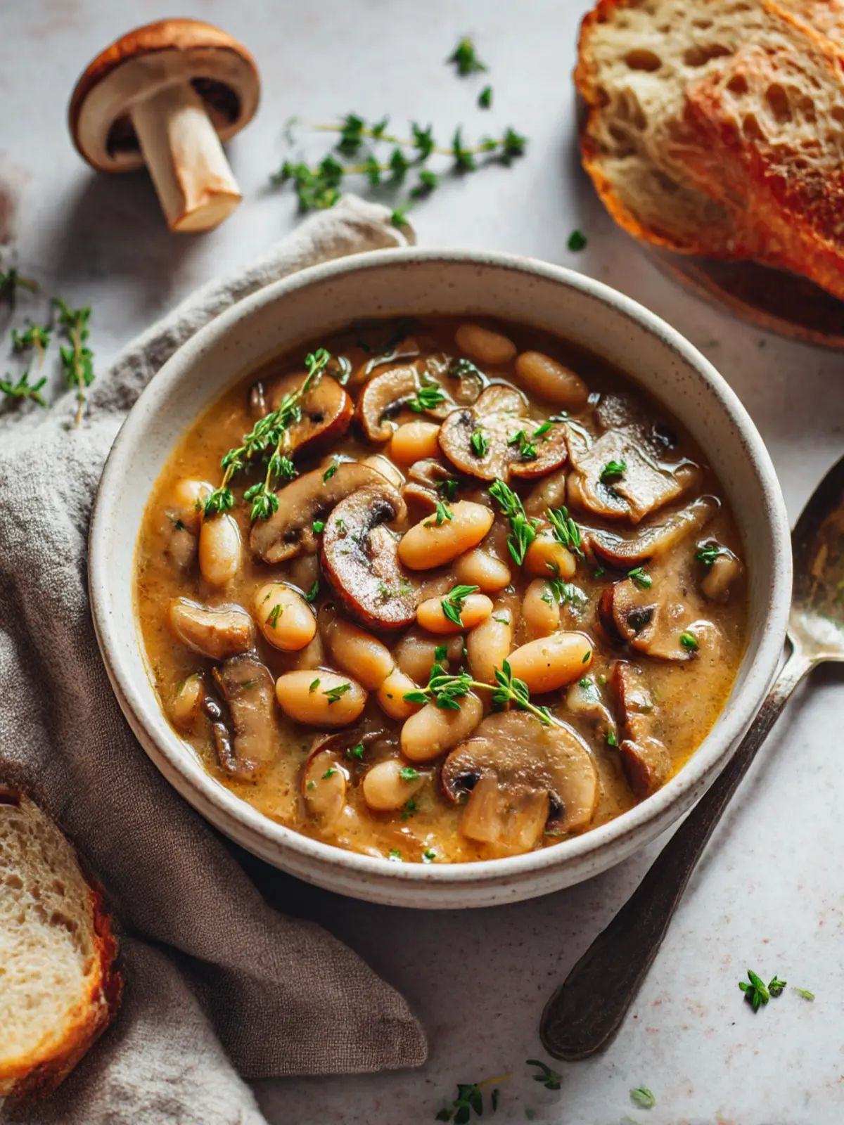 Cozy White Bean Mushroom Stew (Vegan)