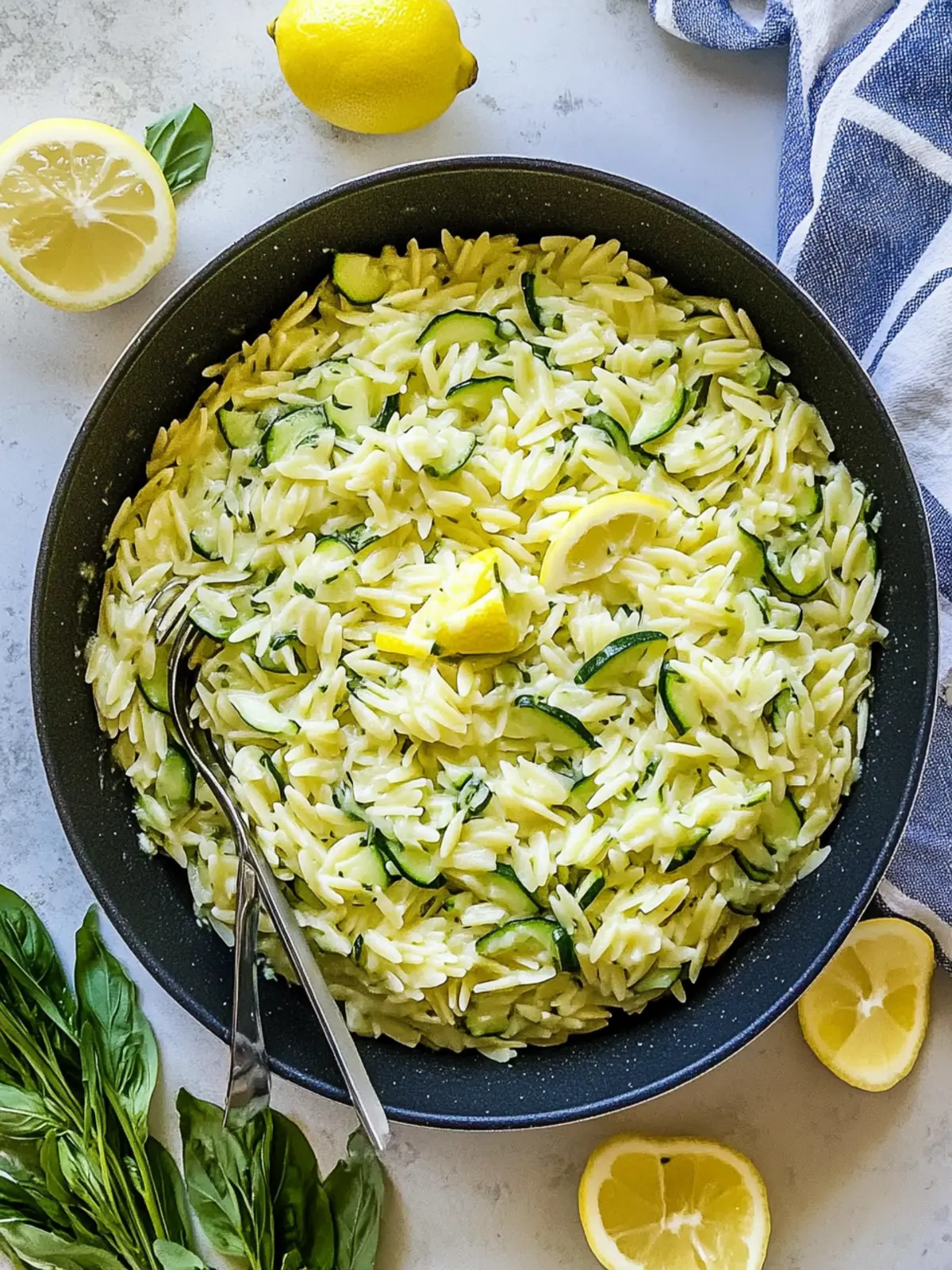 Lemon Orzo With Zucchini