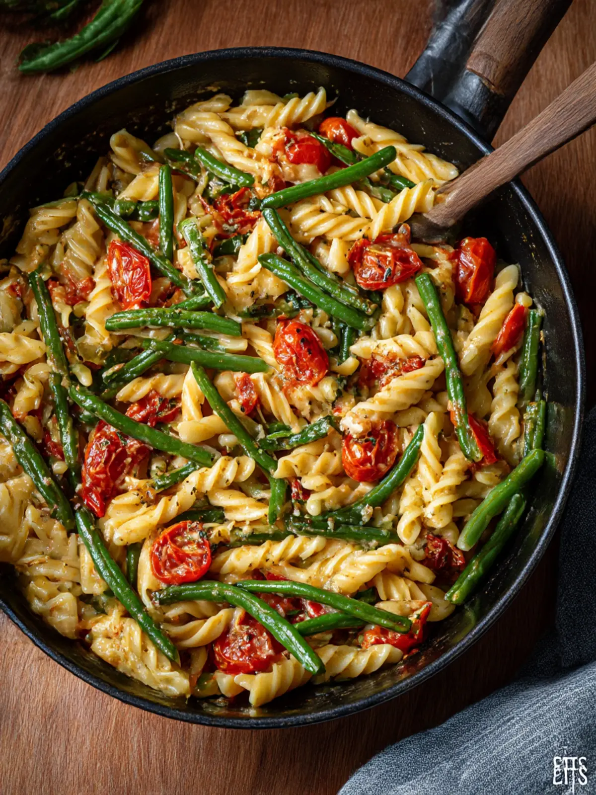 Roasted Green Bean and Tomato Pasta