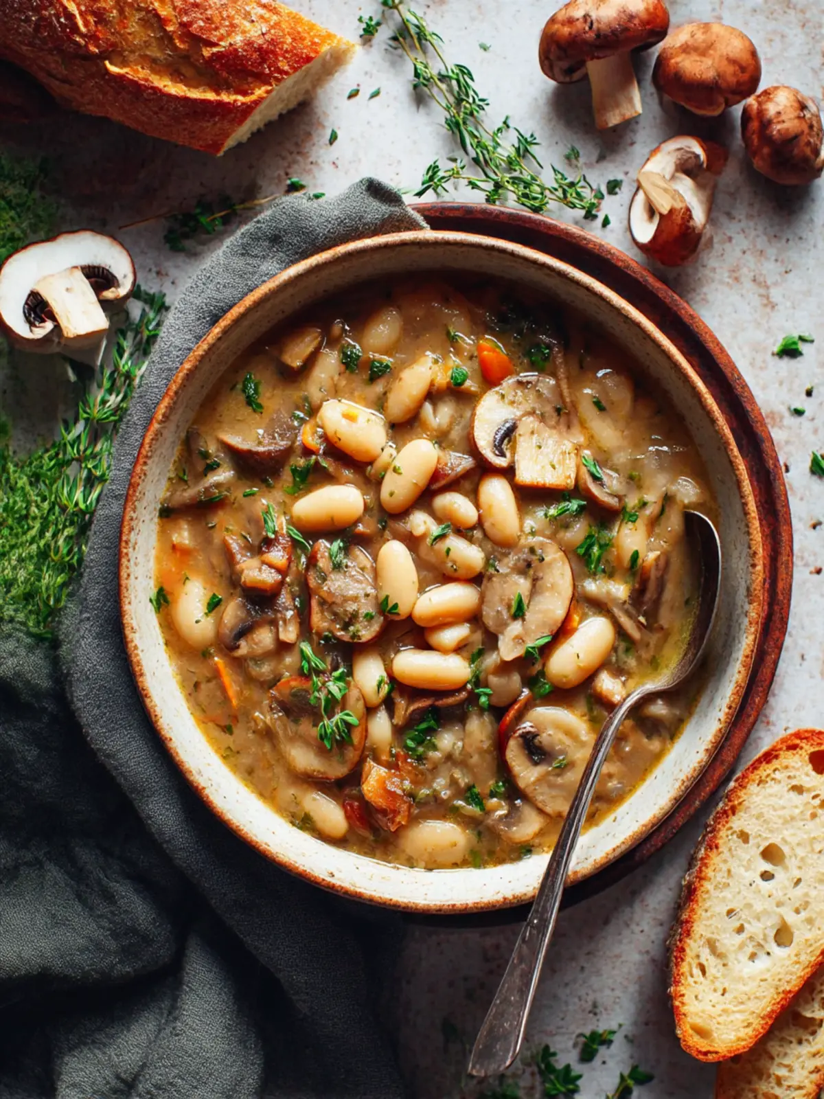 Cozy White Bean Mushroom Stew (Vegan)