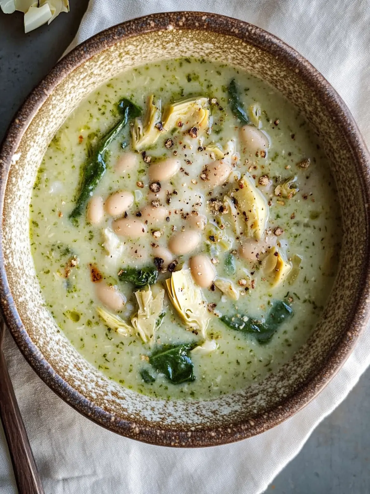 Spinach Artichoke White Bean Soup