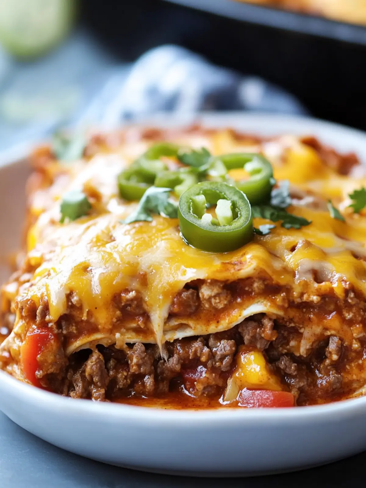 Dutch Oven Beef Enchilada Casserole