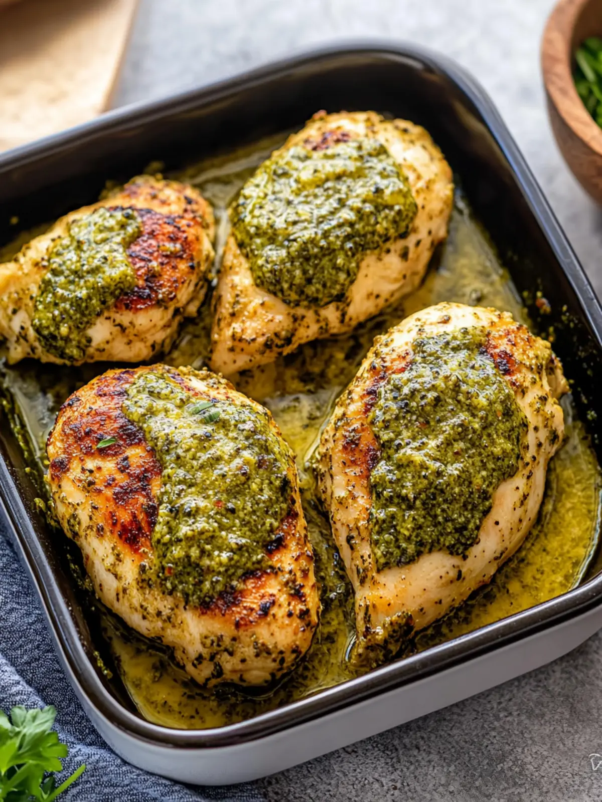 Oven Baked Pesto Chicken