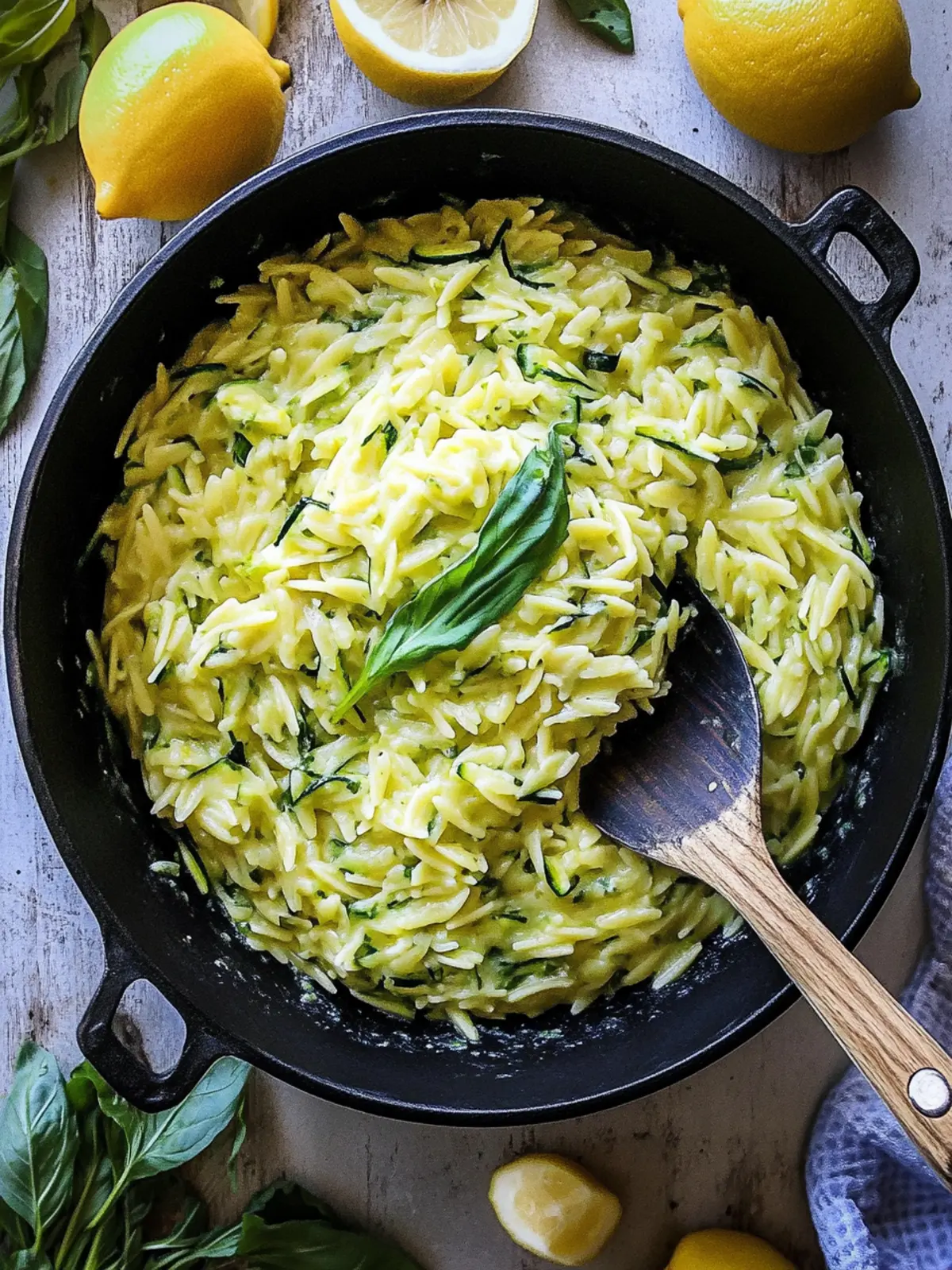 Lemon Orzo With Zucchini