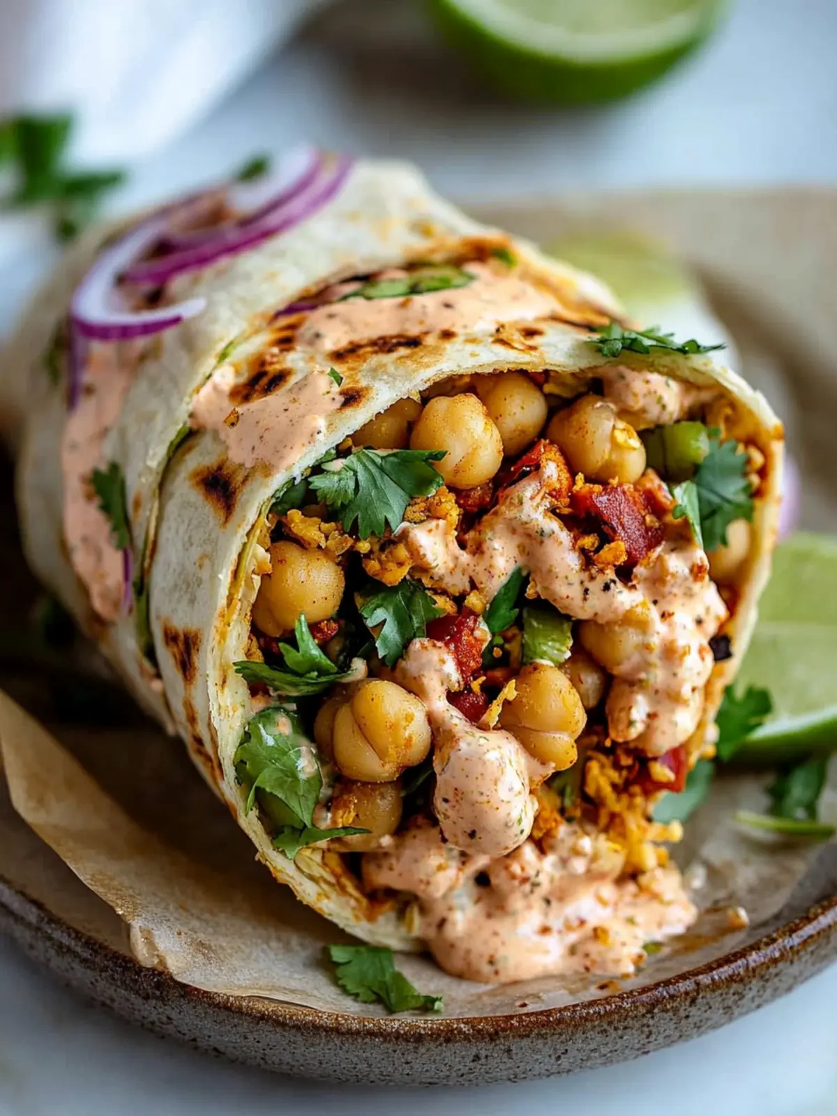 Chili Lime Chickpea Cauliflower Wrap