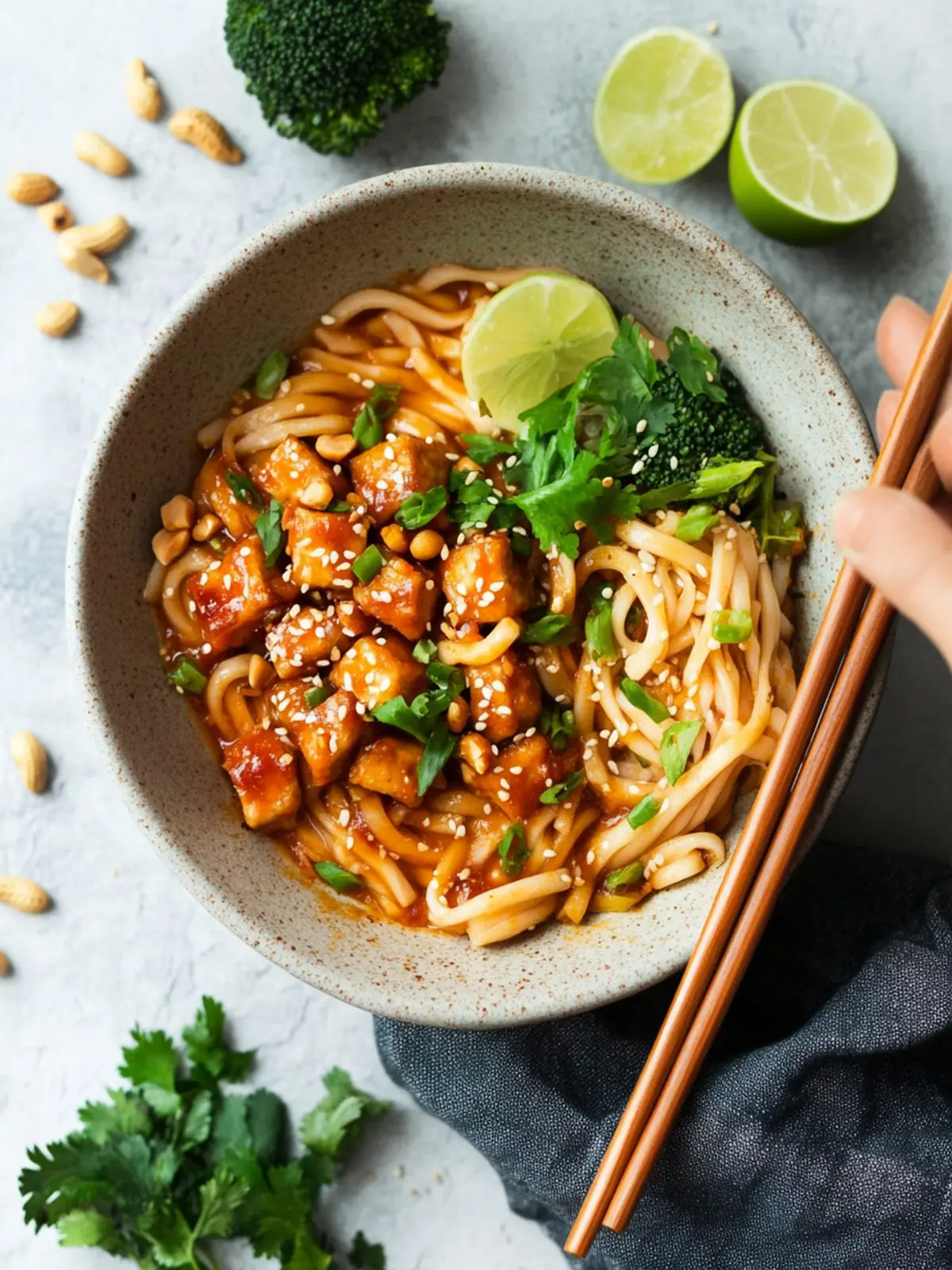 Spicy Peanut Udon Noodle Bowls