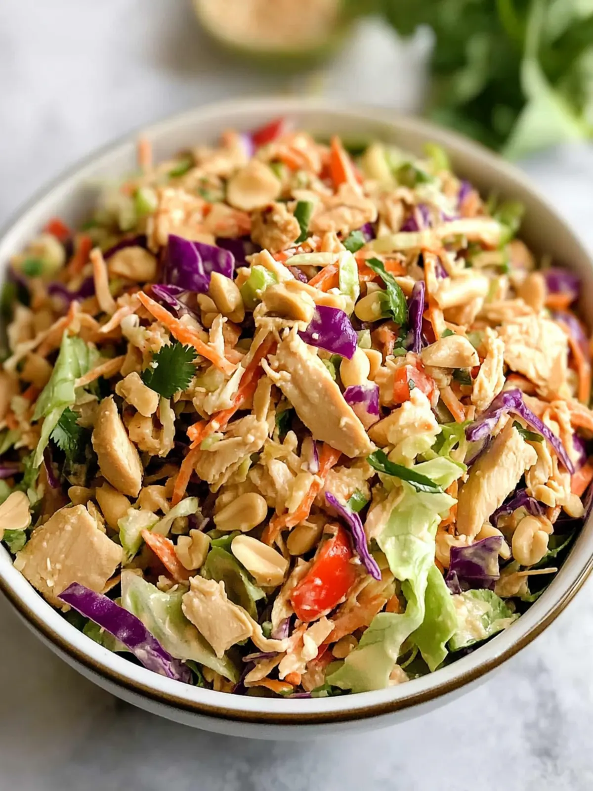 Thai Peanut Chicken Crunch Slaw Salad