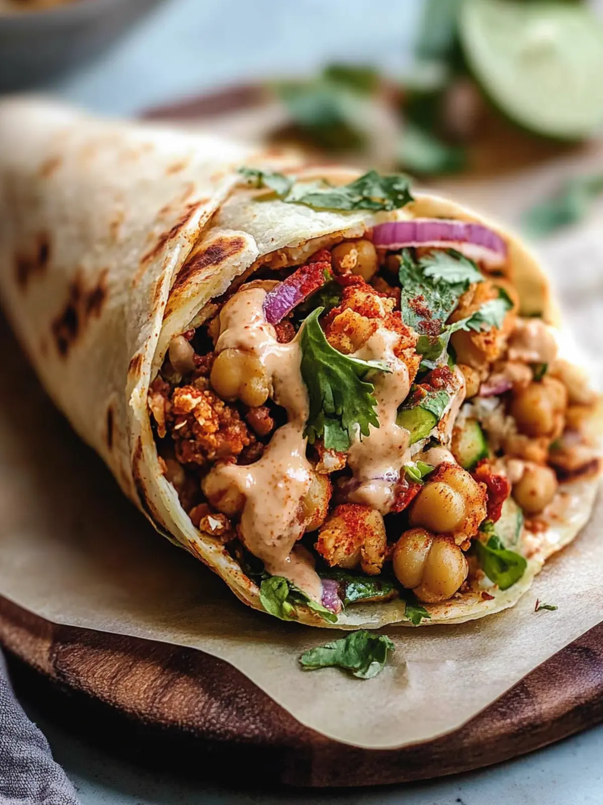 Chili Lime Chickpea Cauliflower Wrap
