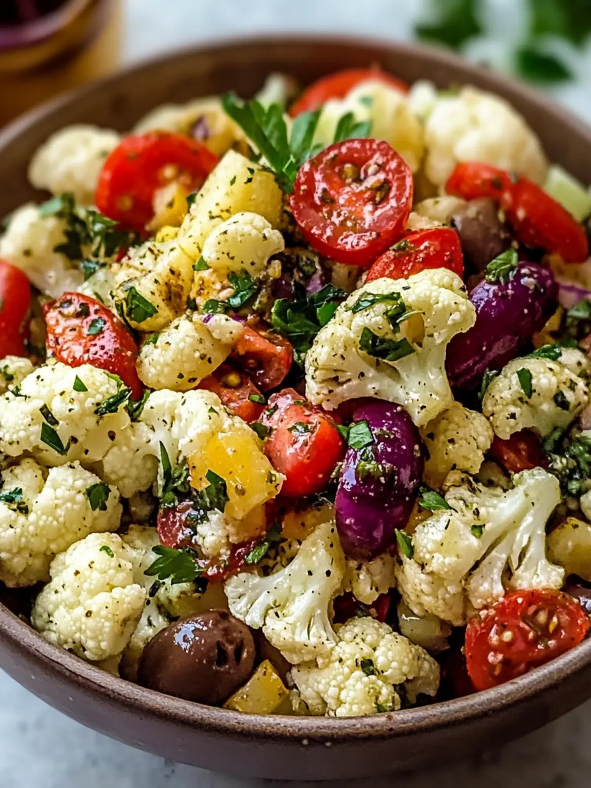 Mediterranean Marinated Cauliflower Salad Side