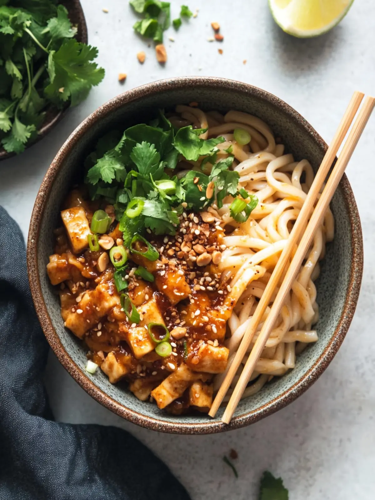 Spicy Peanut Udon Noodle Bowls