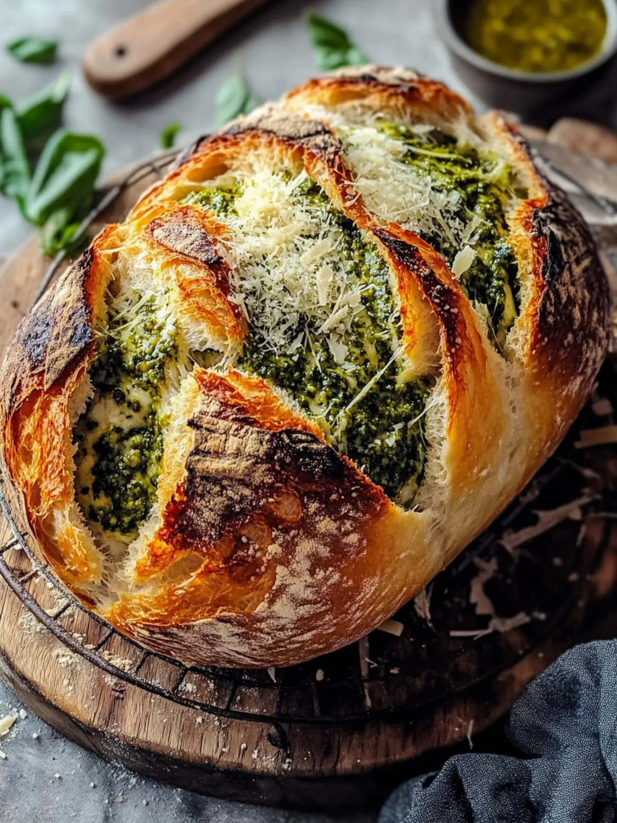 Pesto Parmesan Sourdough: The Ultimate Cheesy Artisan Loaf
