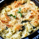 Cauliflower Rice Spinach Artichoke Casserole