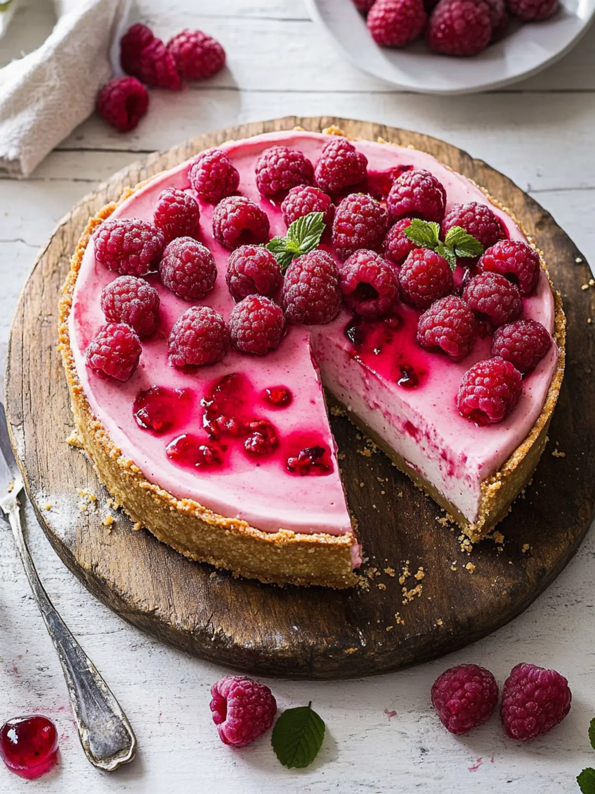 Easy Baked Raspberry Cheesecake