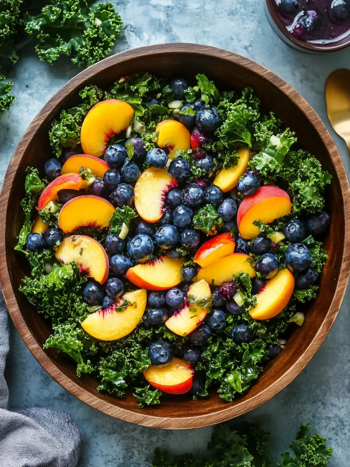 Summer Peach Blueberry Kale Salad
