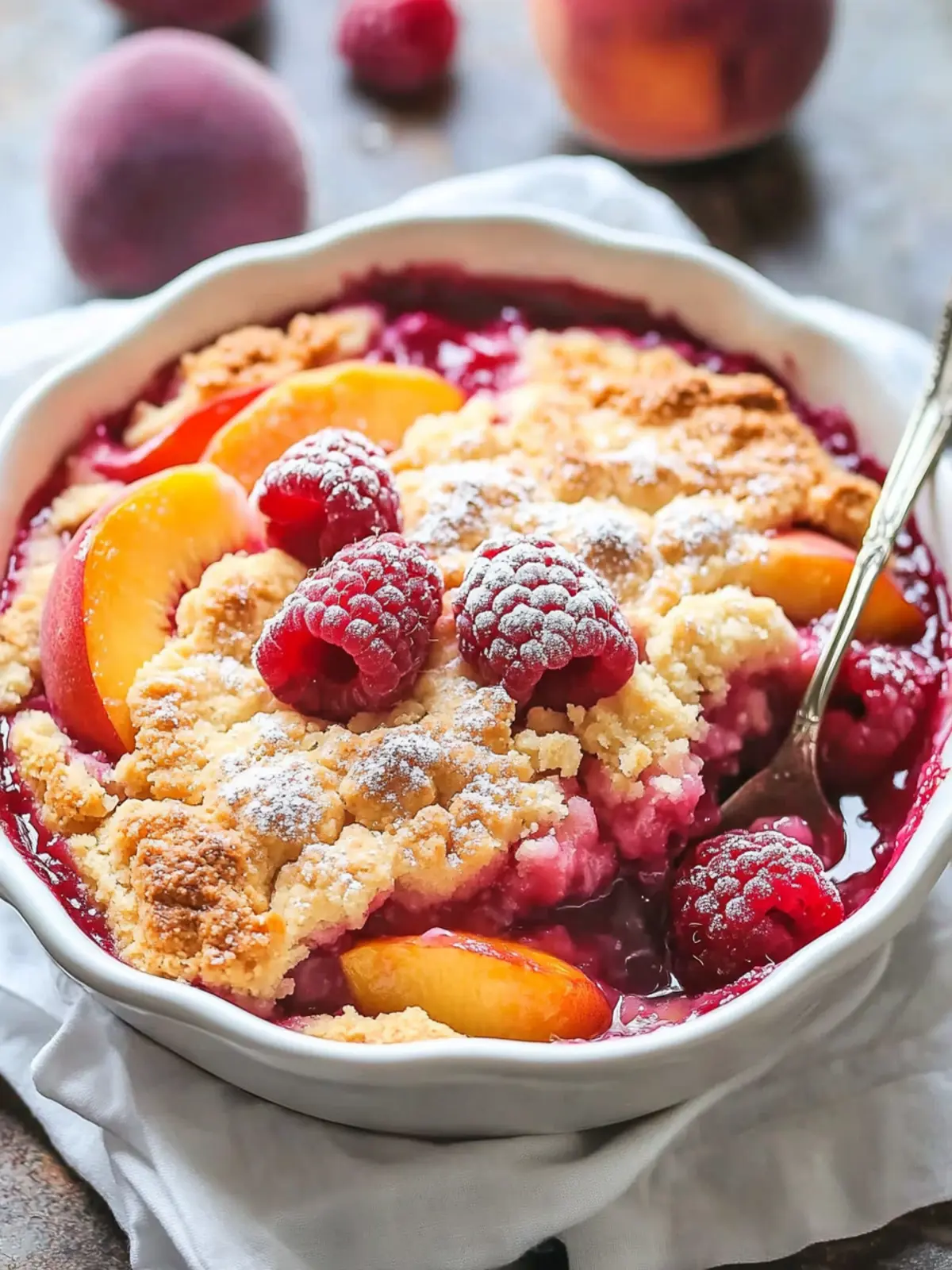 Easy Peach and Raspberry Cobbler