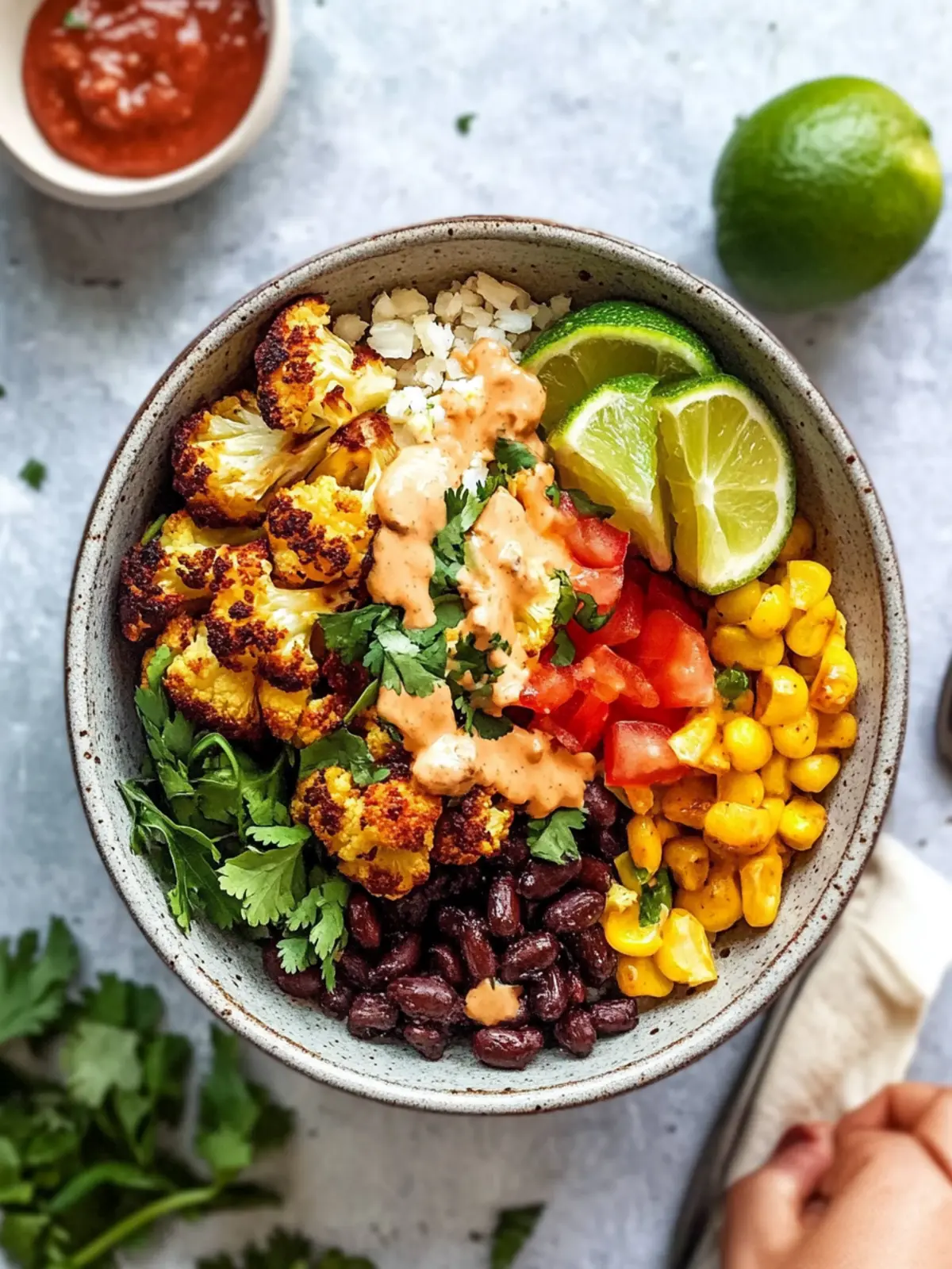 Vegetarian Roasted Cauliflower Burrito Bowl