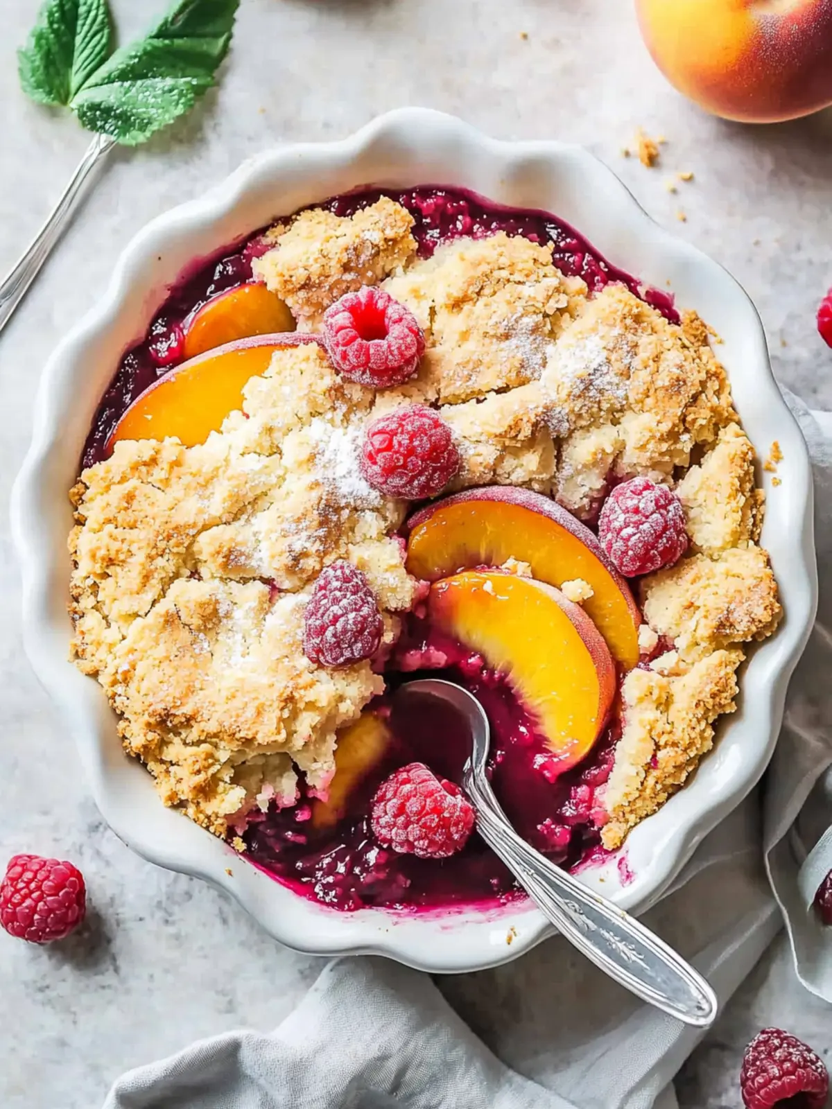 Easy Peach and Raspberry Cobbler