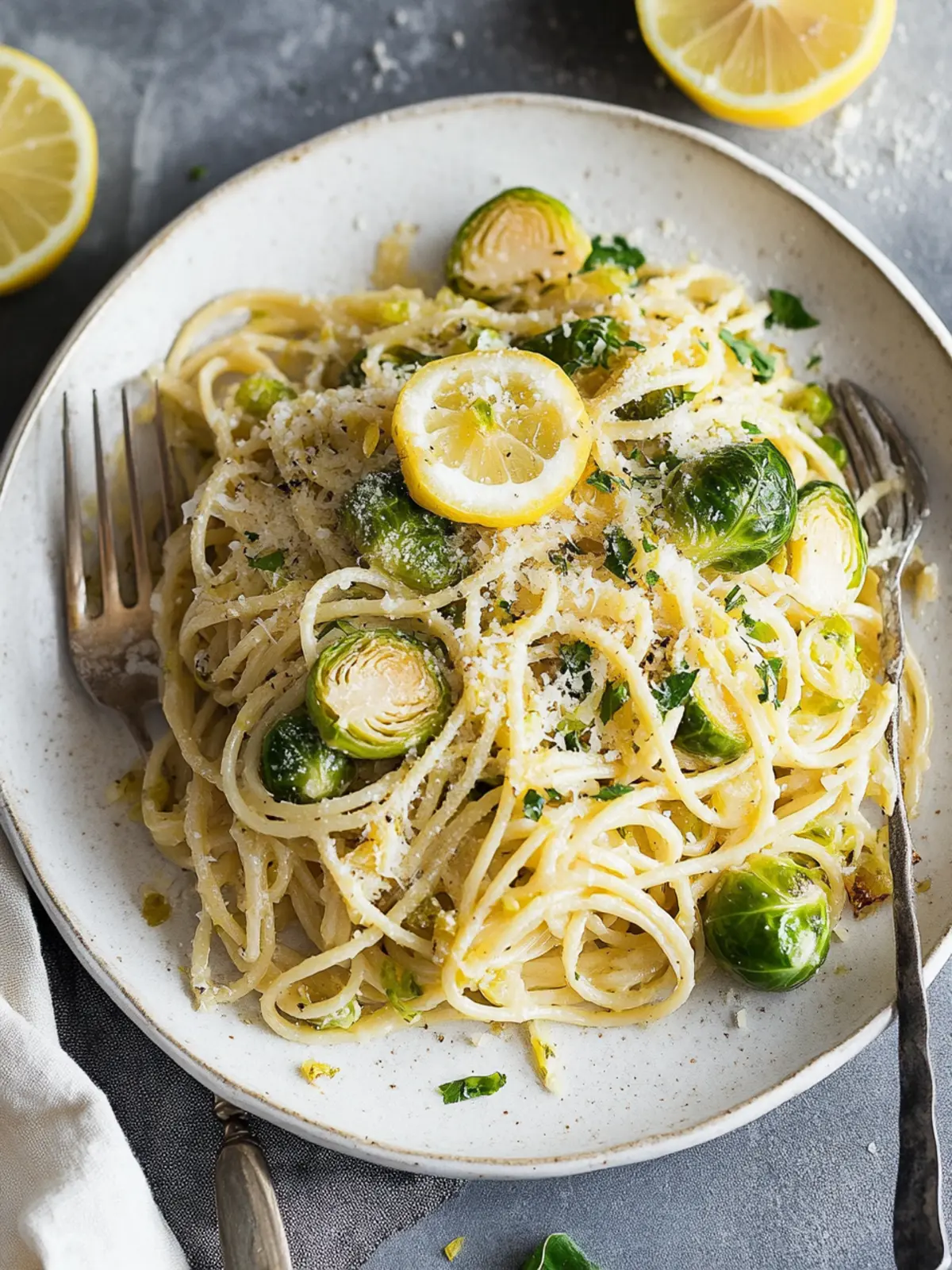 Lemon Parmesan Brussels Sprout Pasta