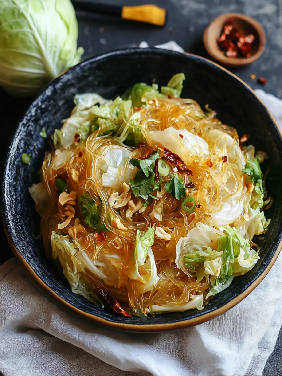 Cabbage and Glass Noodle Stir-Fry