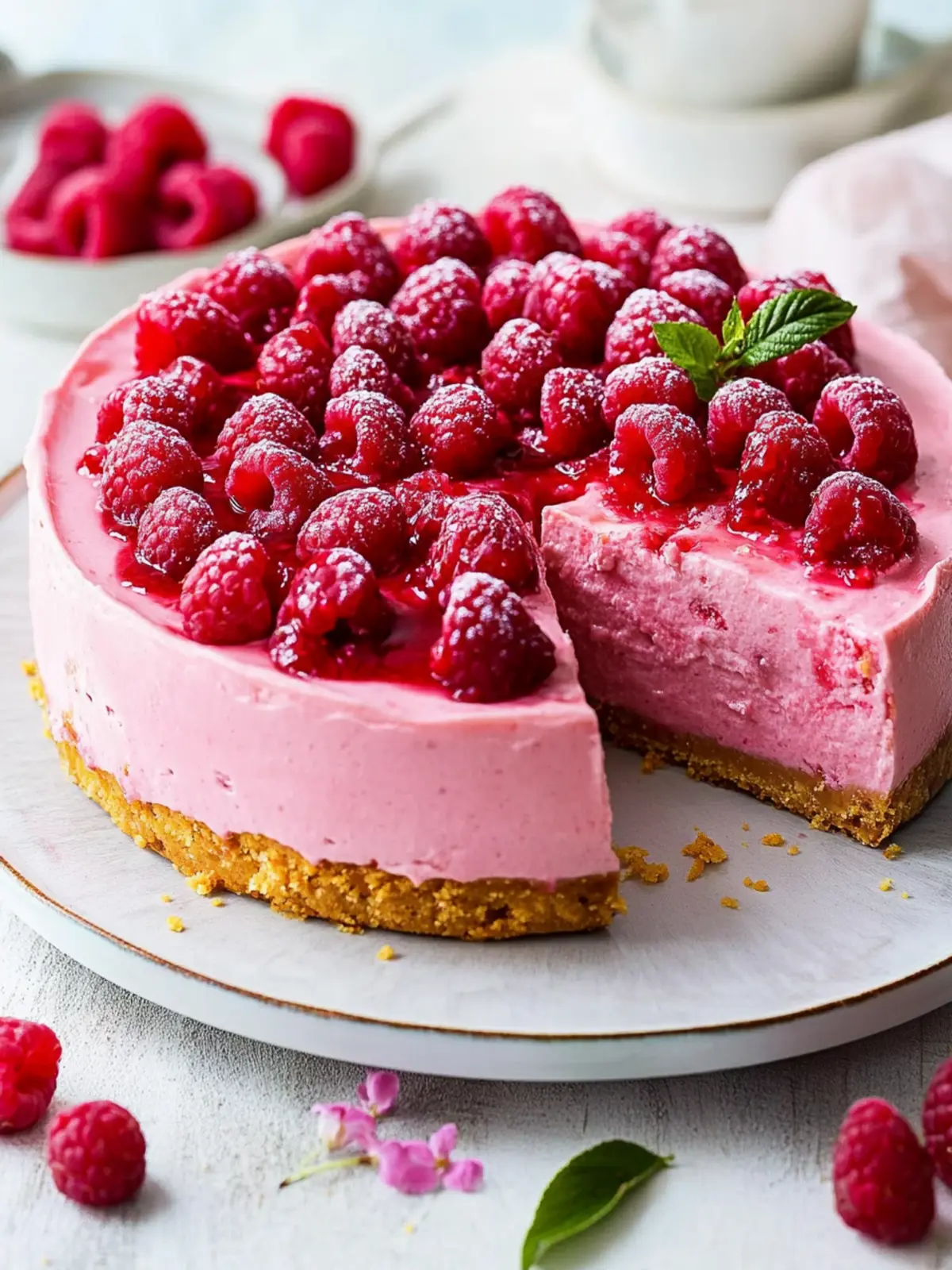 Easy Baked Raspberry Cheesecake