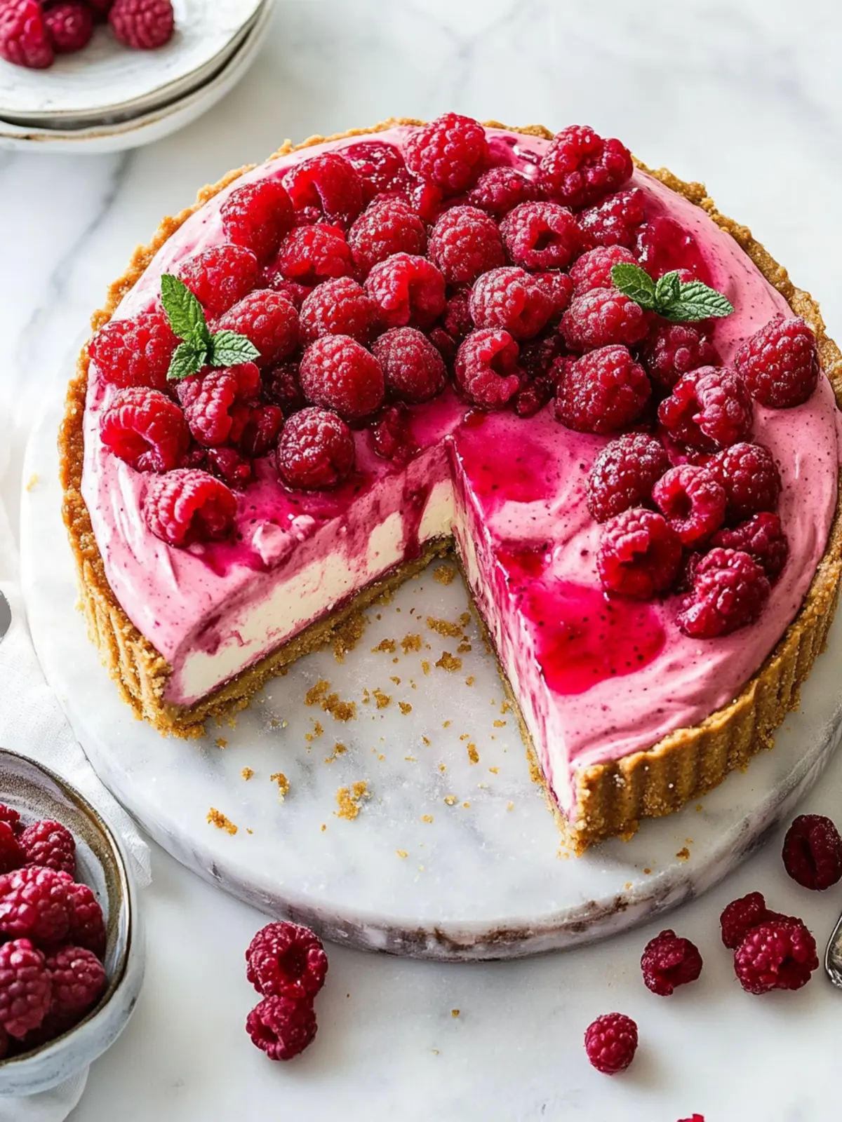 Easy Baked Raspberry Cheesecake