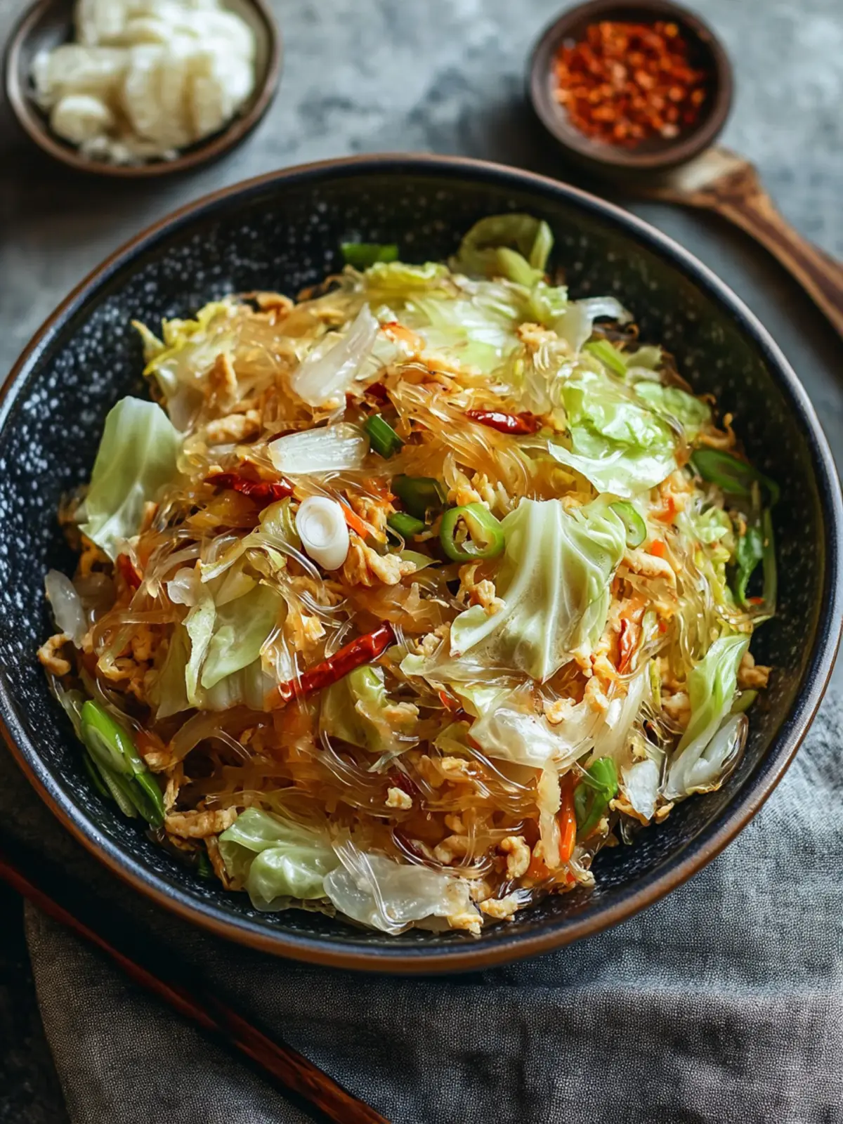 Cabbage and Glass Noodle Stir-Fry